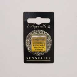 l’Aquarelle watercolor paint half pan - Sennelier - 857, Brown Green