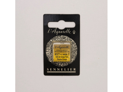 l’Aquarelle watercolor paint half pan - Sennelier - 857, Brown Green