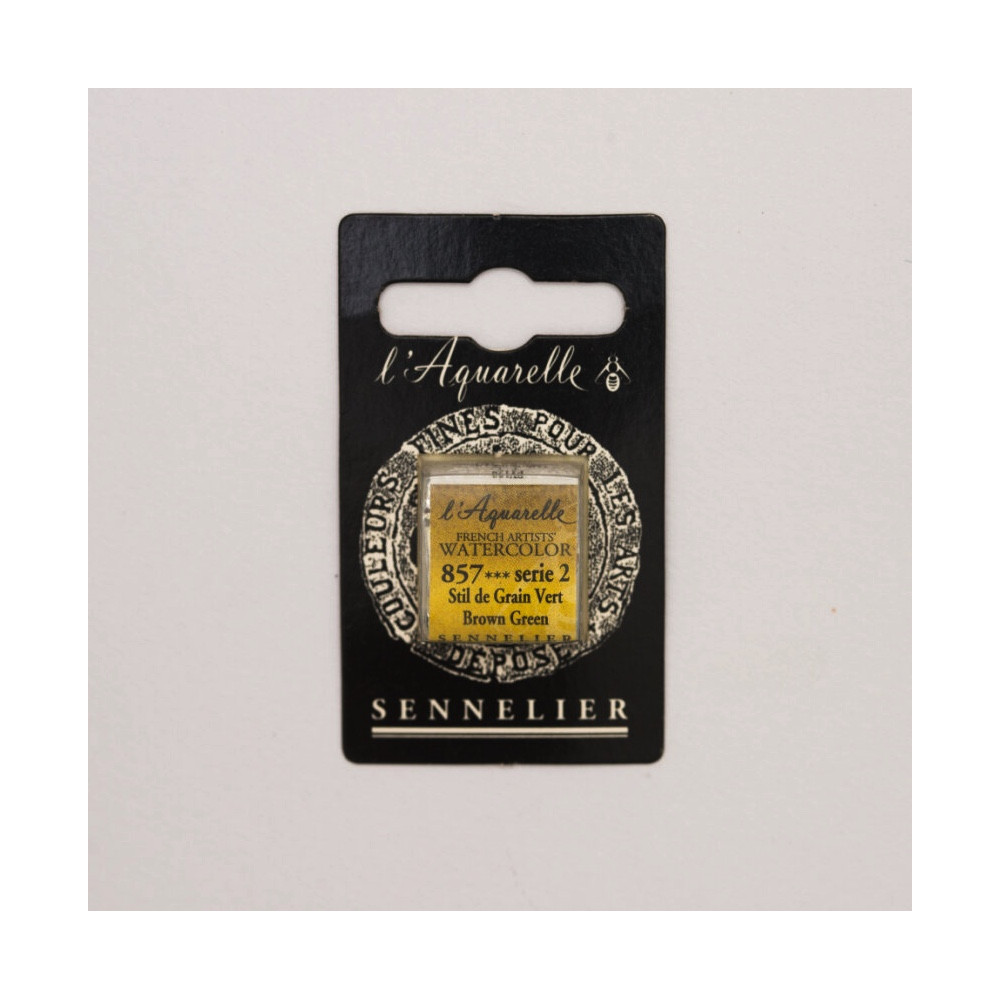l’Aquarelle watercolor paint half pan - Sennelier - 857, Brown Green