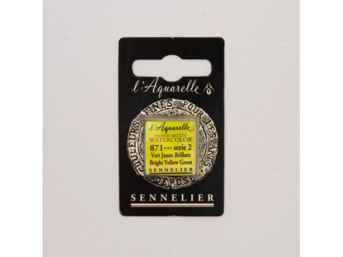 l’Aquarelle watercolor paint half pan - Sennelier - 871, Bright Yellow Green