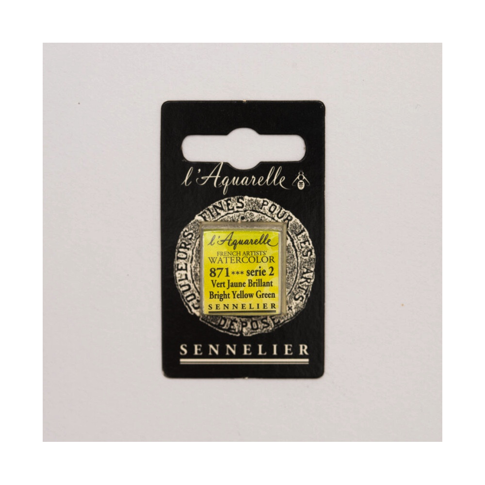 l’Aquarelle watercolor paint half pan - Sennelier - 871, Bright Yellow Green