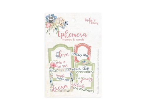 Zestaw elementów Frames and Words - Piątek Trzynastego - Lady's Diary, 12 szt.