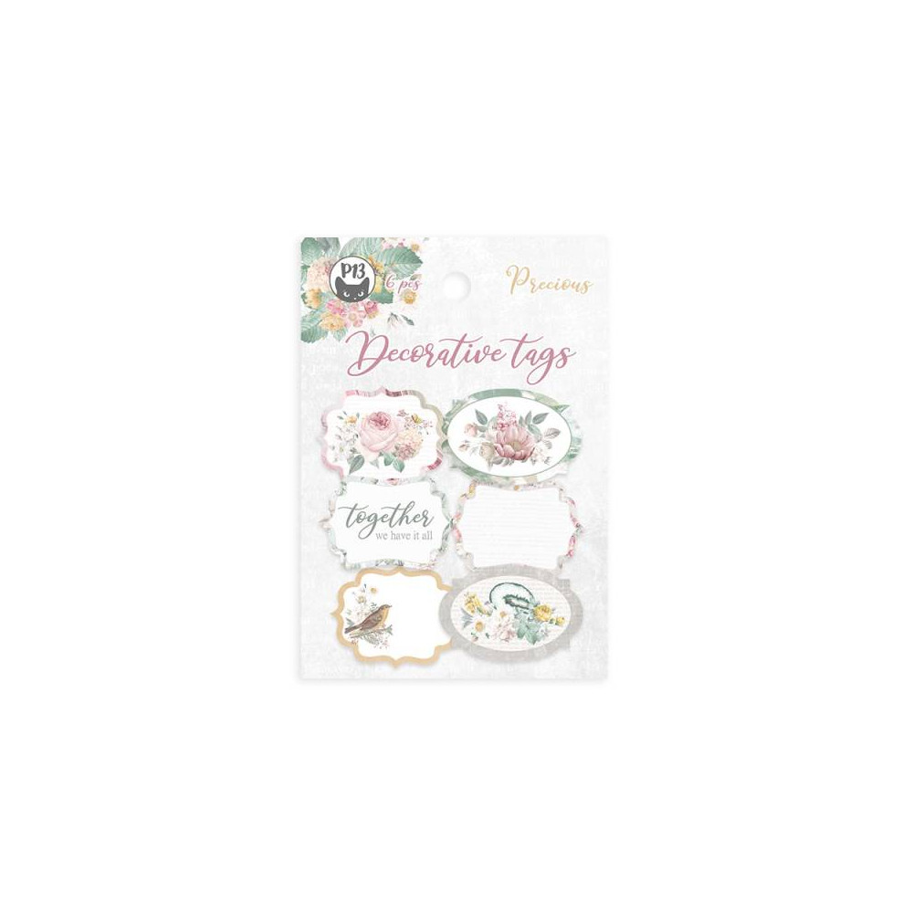 Decorative tags - Piątek Trzynastego - Precious 04, 6 pcs.