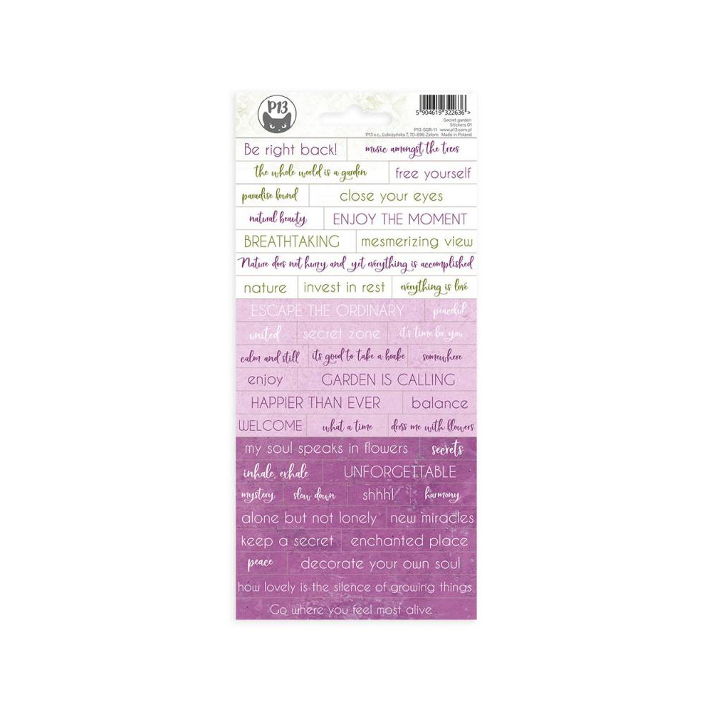 Arkusz naklejek 10,5 x 23 cm - Piątek Trzynastego - Secret garden 01