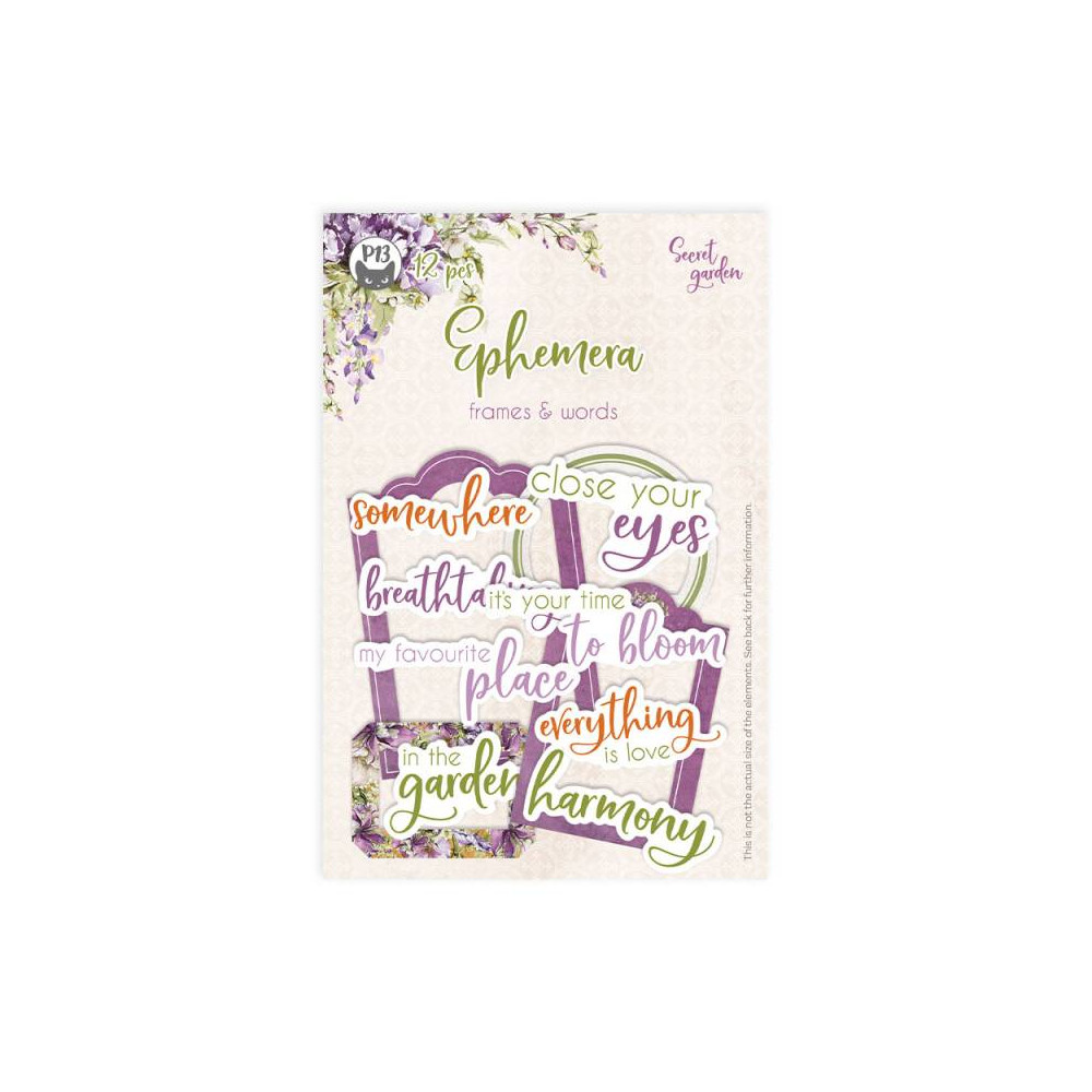 Zestaw elementów Frames & Words - Piątek Trzynastego - Secret garden, 12 szt.