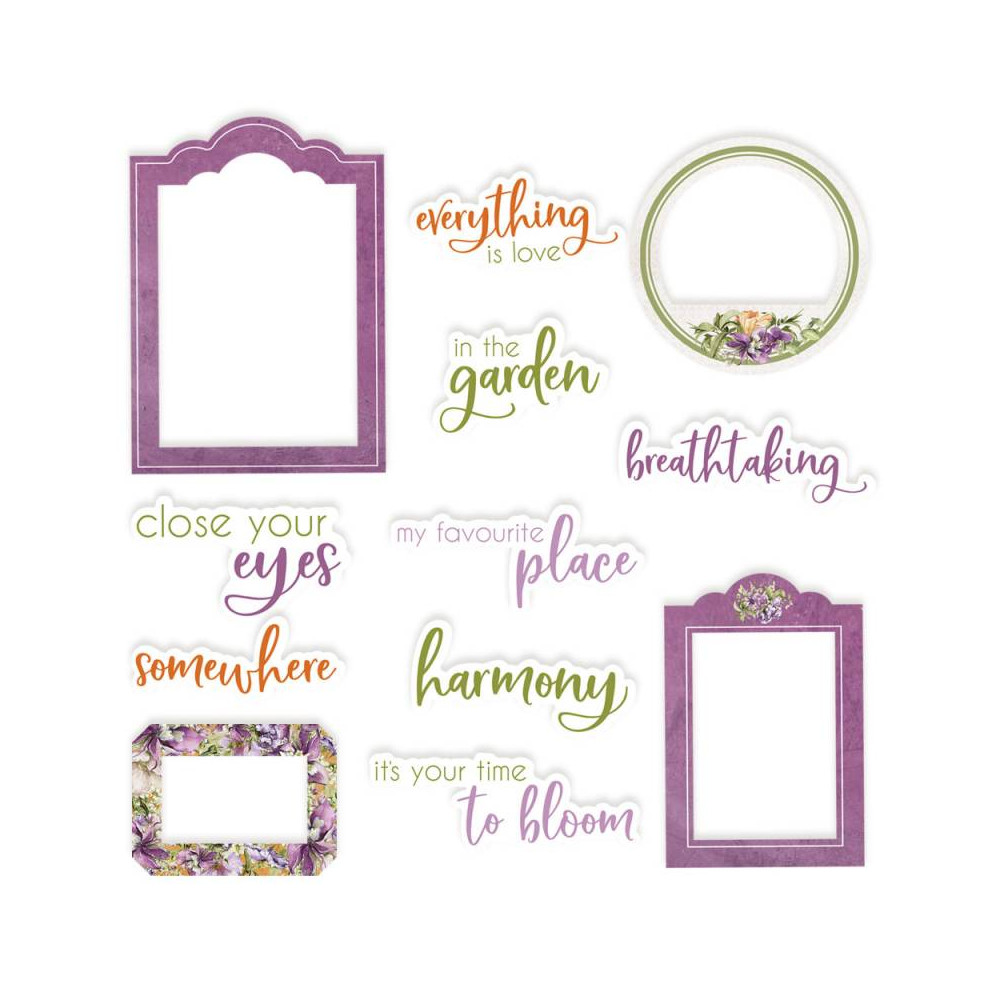 Zestaw elementów Frames & Words - Piątek Trzynastego - Secret garden, 12 szt.