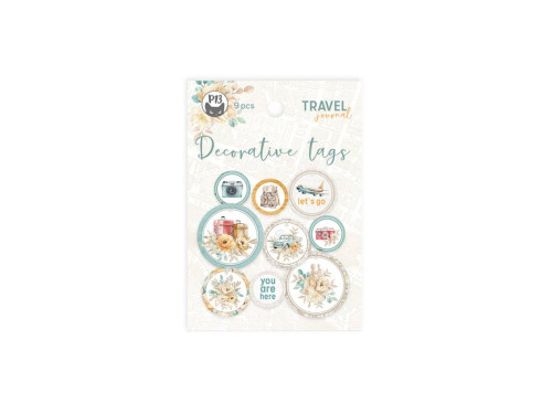 Decorative tags - Piątek Trzynastego - Travel Journal 01, 9 pcs.