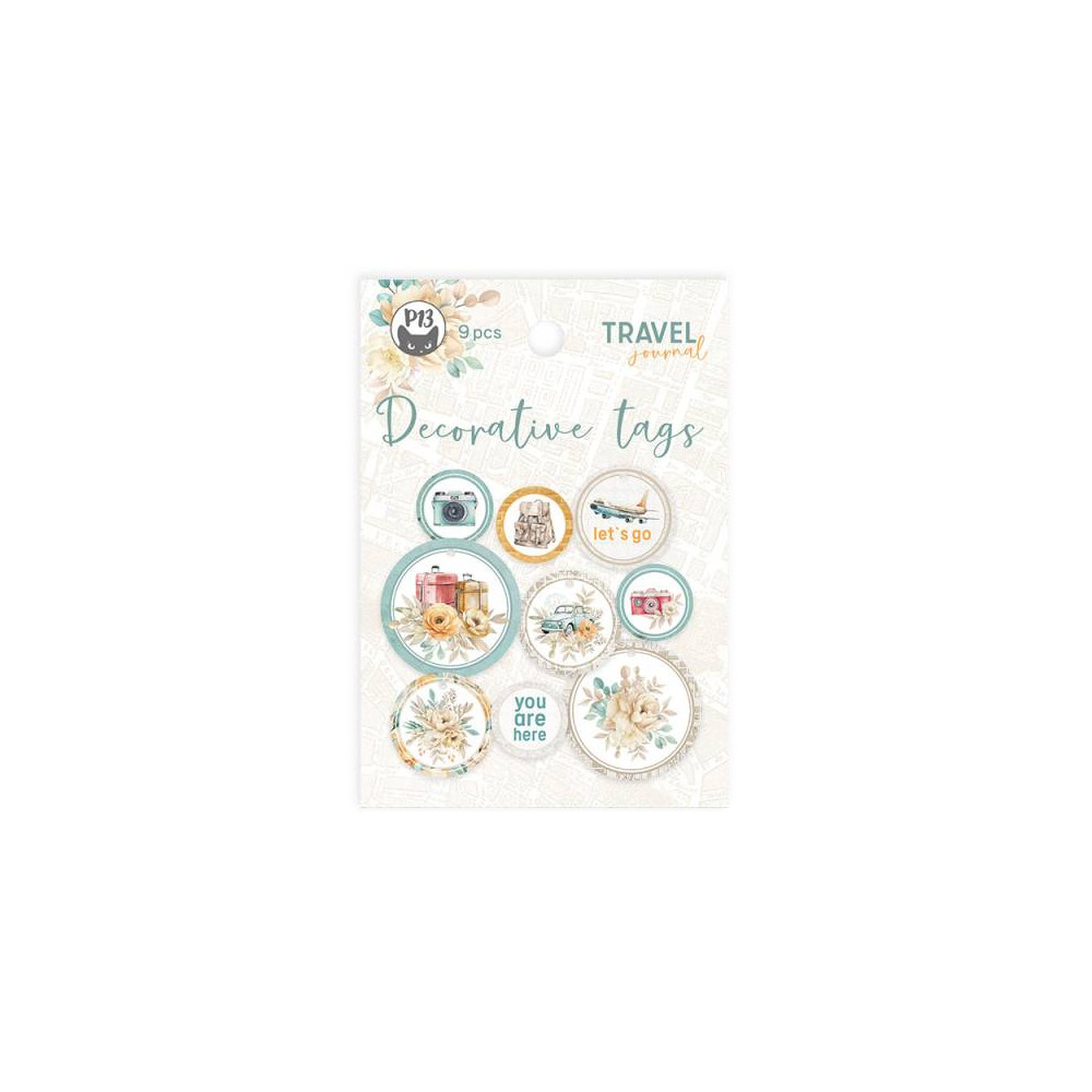Decorative tags - Piątek Trzynastego - Travel Journal 01, 9 pcs.