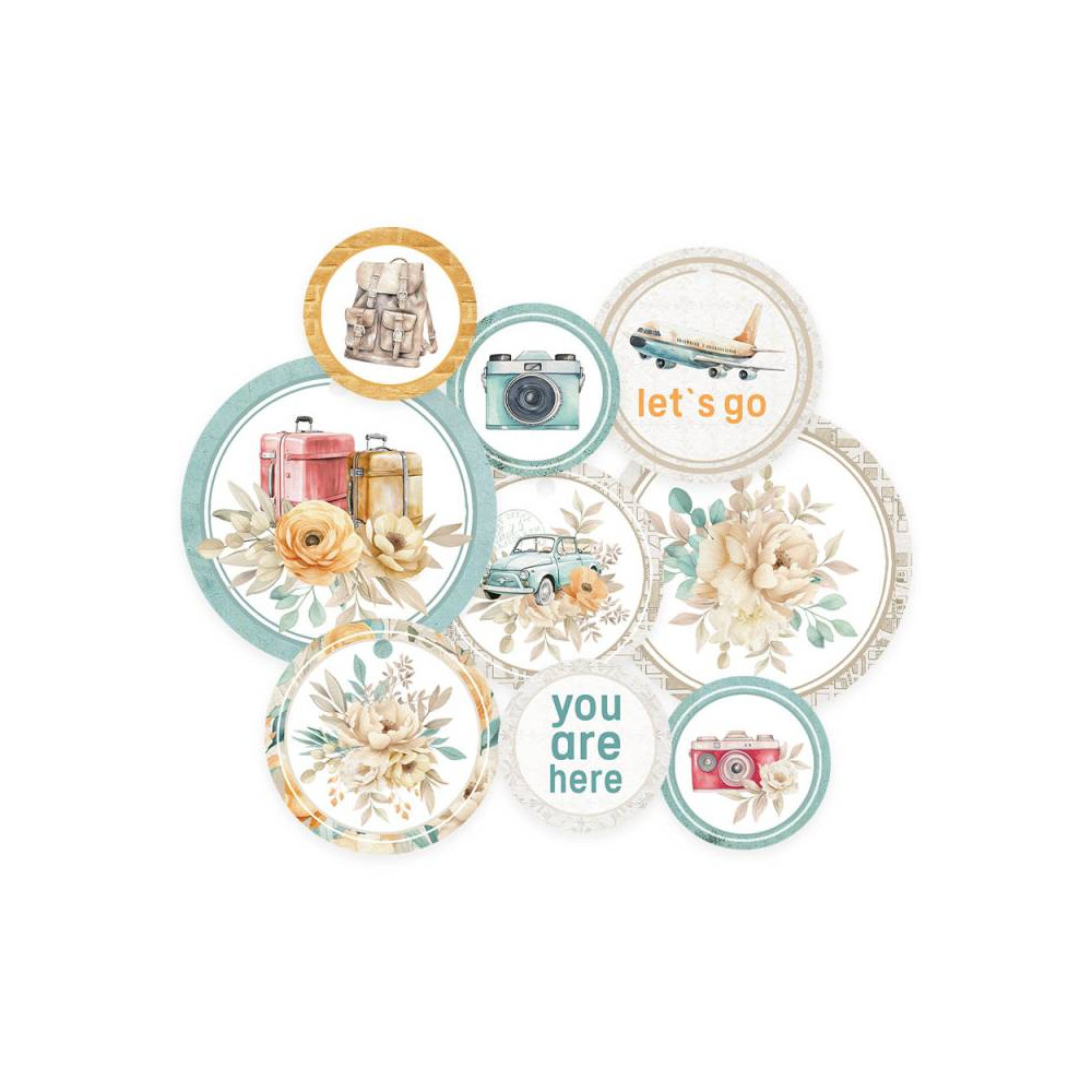 Decorative tags - Piątek Trzynastego - Travel Journal 01, 9 pcs.