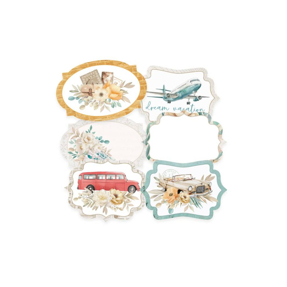 Decorative tags - Piątek Trzynastego - Travel Journal 04, 6 pcs.