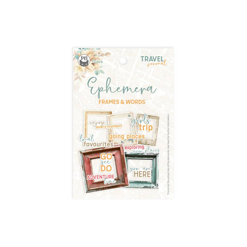 Zestaw elementów Frames & Words - Piątek Trzynastego - Travel Journal, 13 szt.