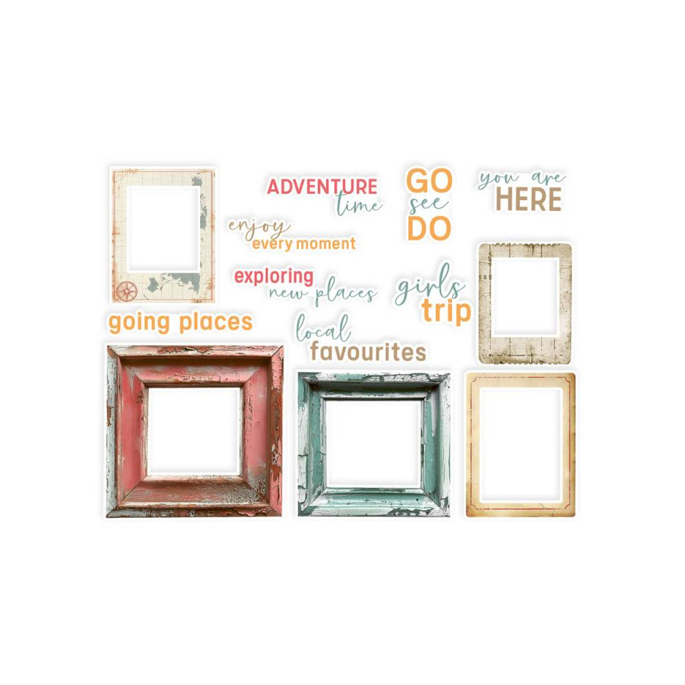 Zestaw elementów Frames & Words - Piątek Trzynastego - Travel Journal, 13 szt.