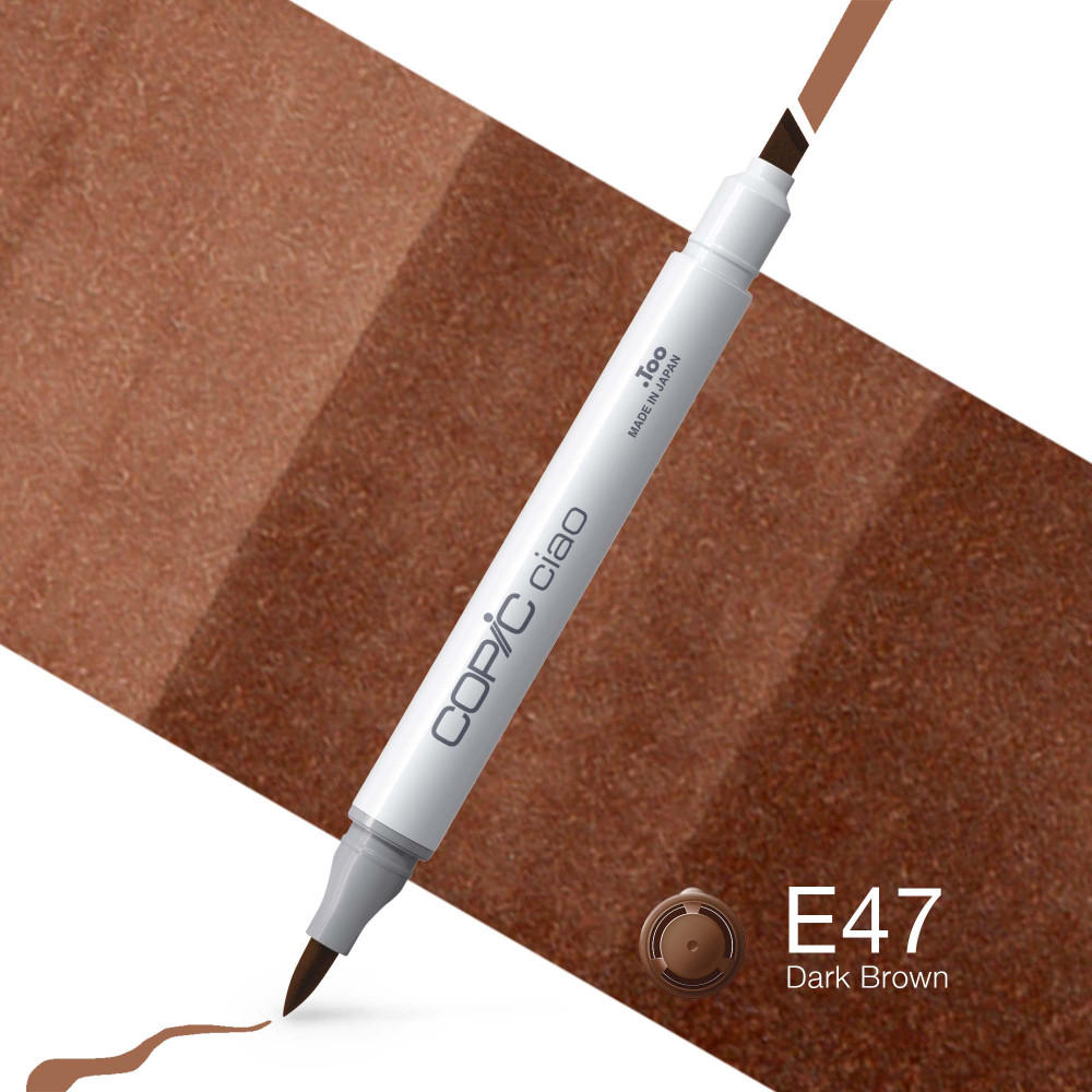 Copic Ciao dual-tip alcohol-based marker - E47 Dark Brown