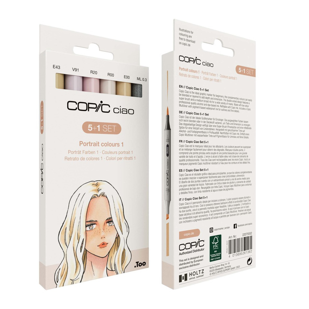 Set of Copic Ciao Portrait 1 dual-tip alcohol-based markers