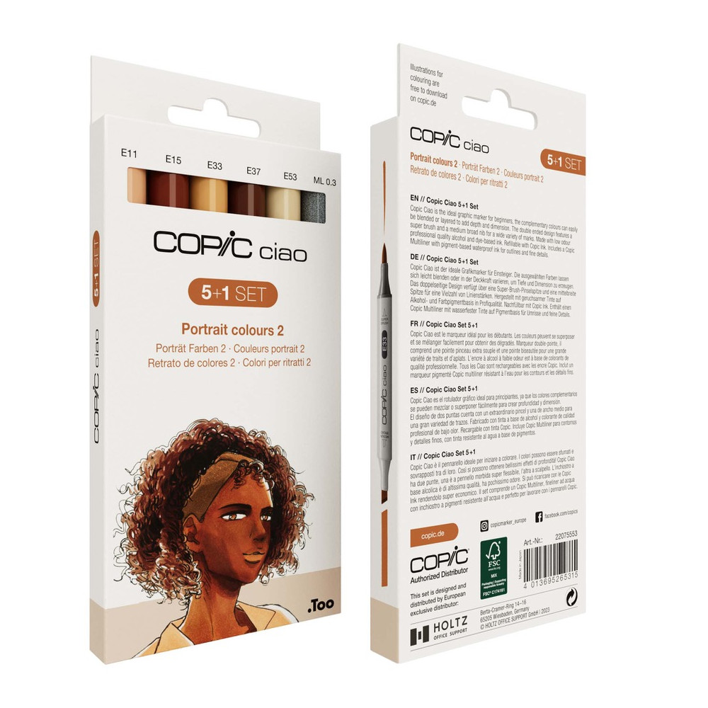 Set of Copic Ciao Portrait 2 dual-tip alcohol-based markers