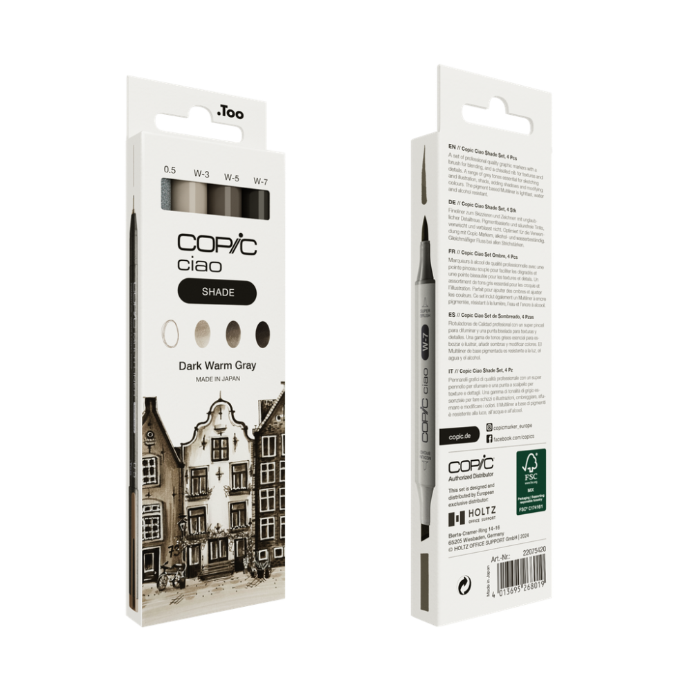 Set of Copic Ciao Shade dual-tip alcohol-based markers - Dark Warm Gray