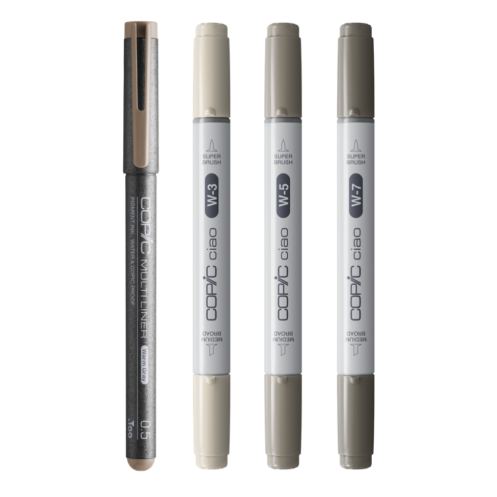 Set of Copic Ciao Shade dual-tip alcohol-based markers - Dark Warm Gray