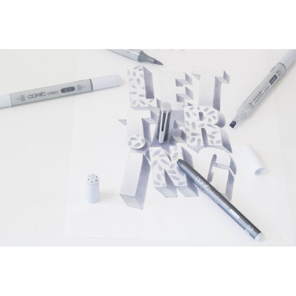 Set of Copic Ciao Shade dual-tip alcohol-based markers - Light Cool Gray