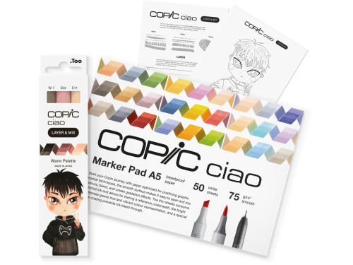 Zestaw markerów dwustronnych Copic Ciao Layer & Mix - Warm Palette