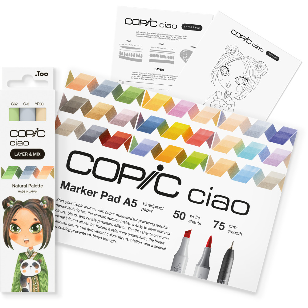 Set of Copic Ciao Layer & Mix dual-tip alcohol-based markers - Natural Palette