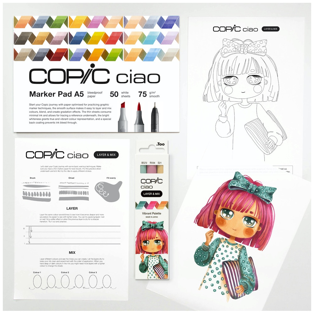Zestaw markerów dwustronnych Copic Ciao Layer & Mix - Vibrant Palette