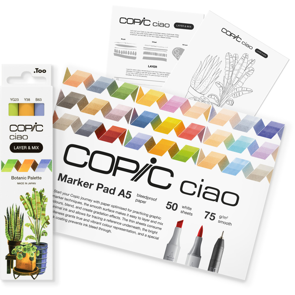Set of Copic Ciao Layer & Mix dual-tip alcohol-based markers - Botanic Palette