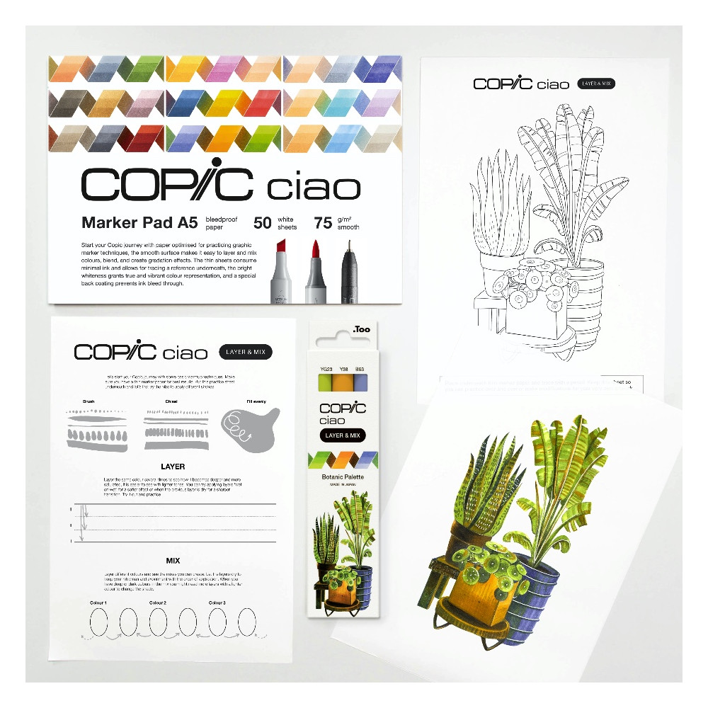 Set of Copic Ciao Layer & Mix dual-tip alcohol-based markers - Botanic Palette
