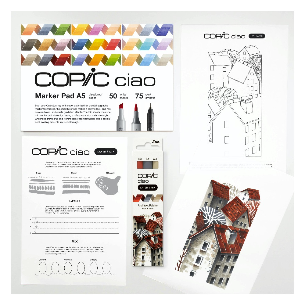 Set of Copic Ciao Layer & Mix dual-tip alcohol-based markers - Architect Palette