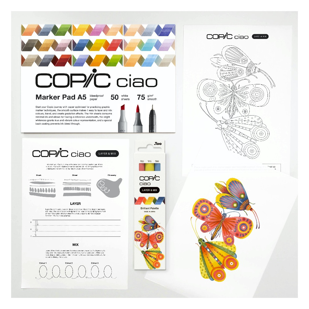 Set of Copic Ciao Layer & Mix dual-tip alcohol-based markers - Brilliant Palette
