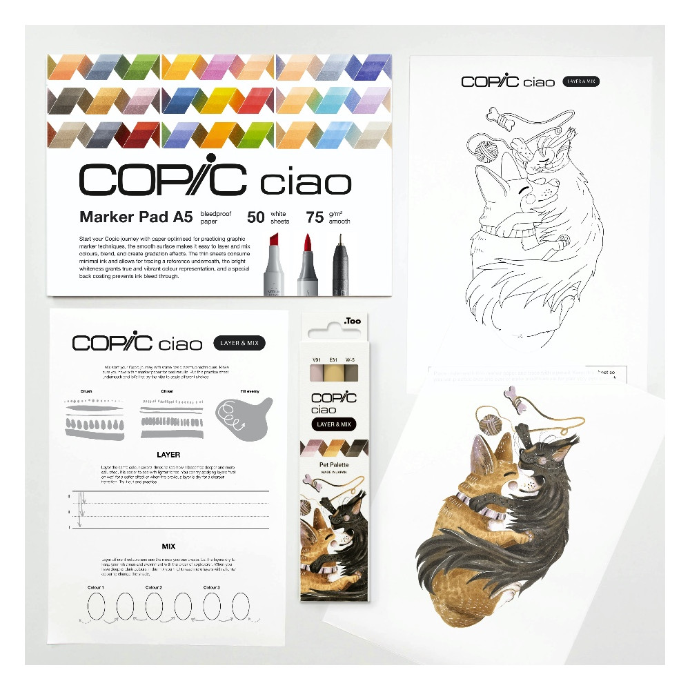 Set of Copic Ciao Layer & Mix dual-tip alcohol-based markers - Pet Palette