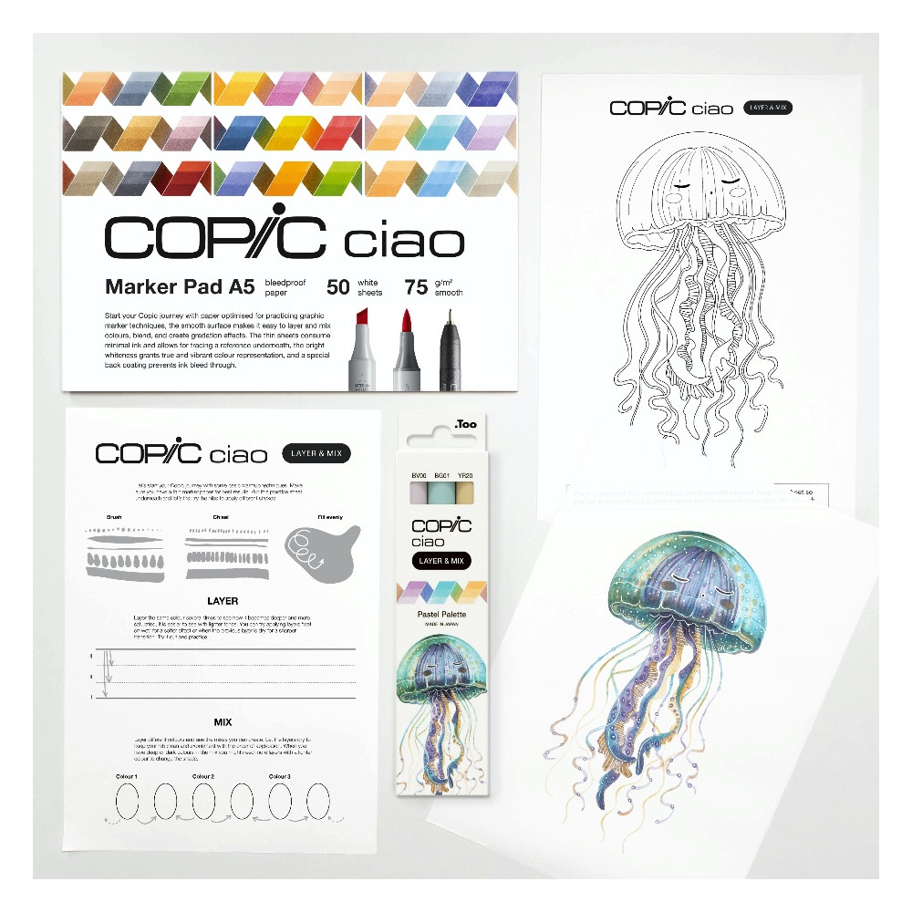 Set of Copic Ciao Layer & Mix dual-tip alcohol-based markers - Pastel Palette