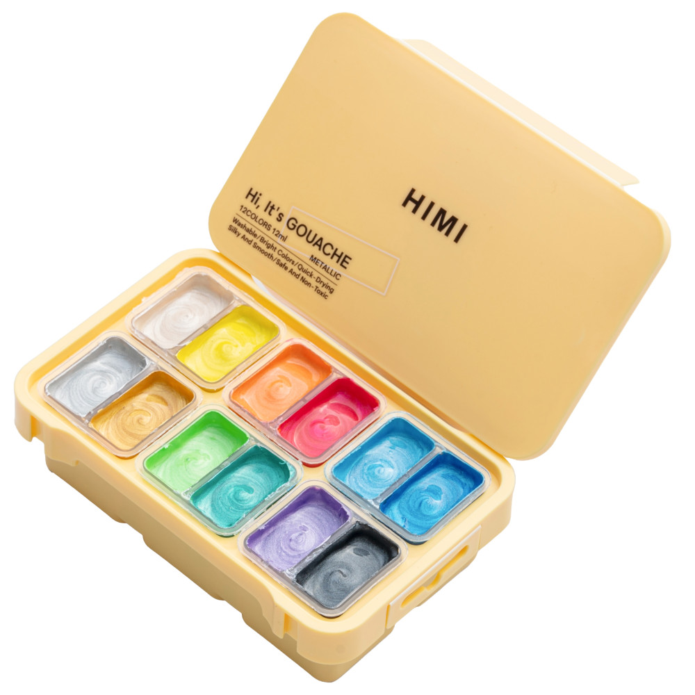 Zestaw gwaszy Twin Cup Metallic - HIMI - 12 szt.