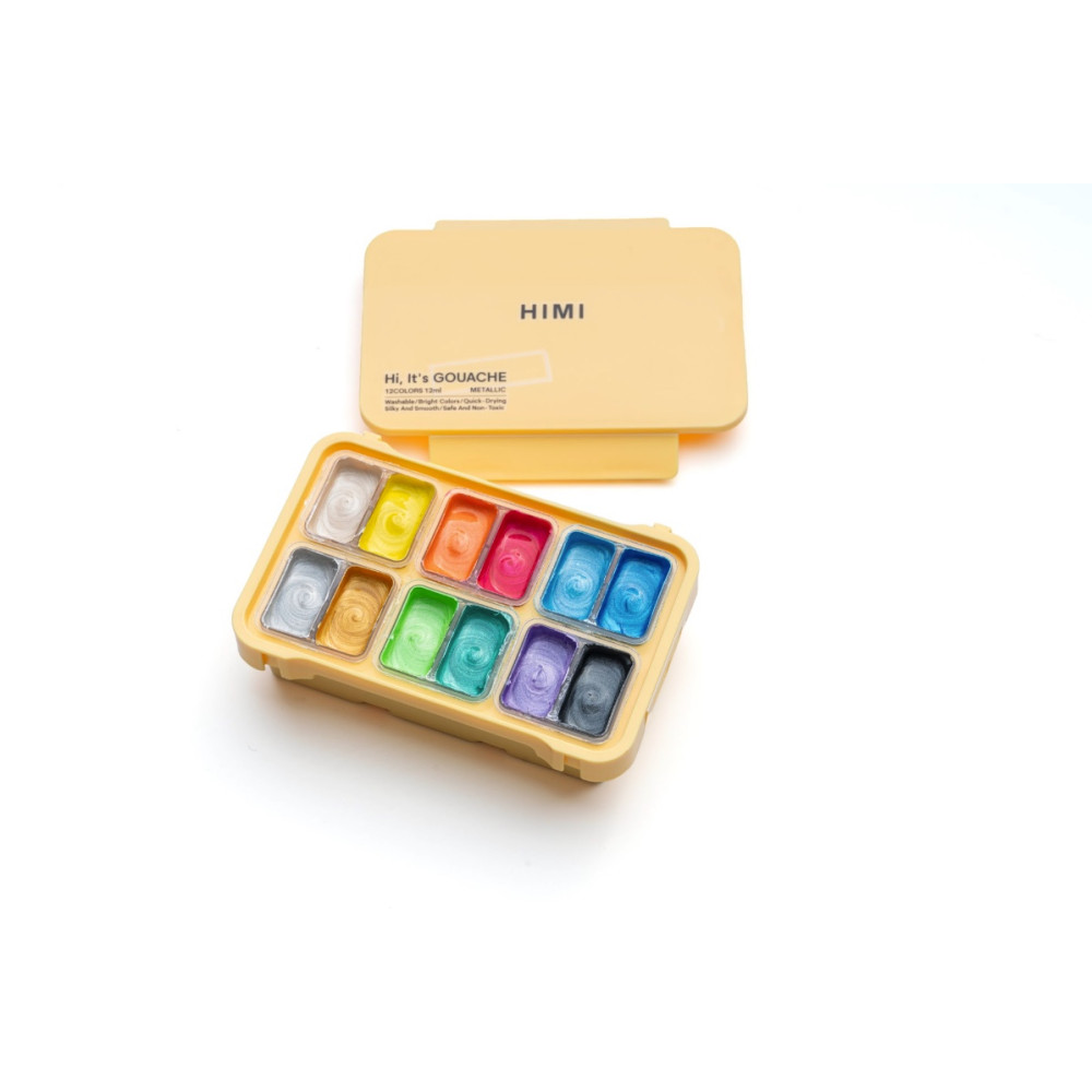 Set of Twin Cup Metallic Gouache - HIMI - 12 pcs. x 12 ml