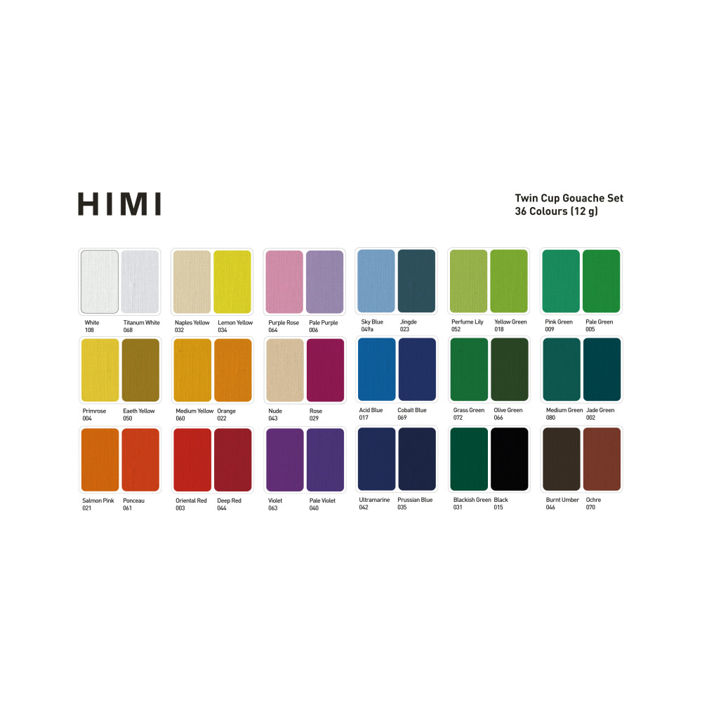 Set of Twin Cup Gouache paints - HIMI - 36 pcs. x 12 g