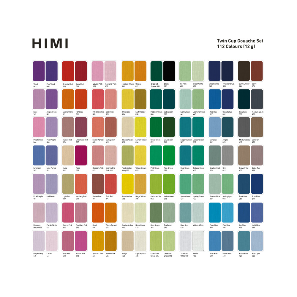 Set of Twin Cup Gouache paints - HIMI - Black 112 pcs. x 12 g