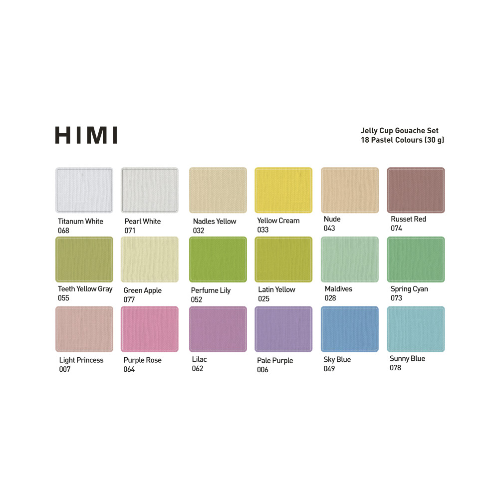 Set of Jelly Cup Pastel Gouache - HIMI - 18 pcs. x 30 g
