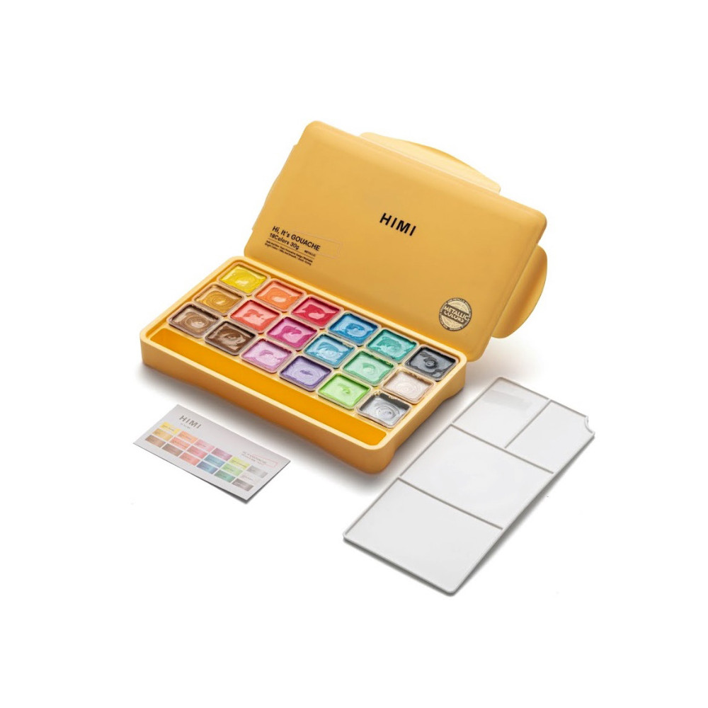 Set of Jelly Cup Metallic Gouache - HIMI - 18 pcs. x 30 g