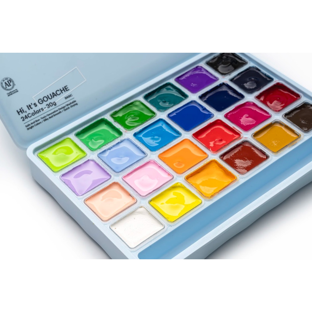 Set of Jelly Cup Gouache - HIMI - Ice Blue, 24 pcs. x 30 g