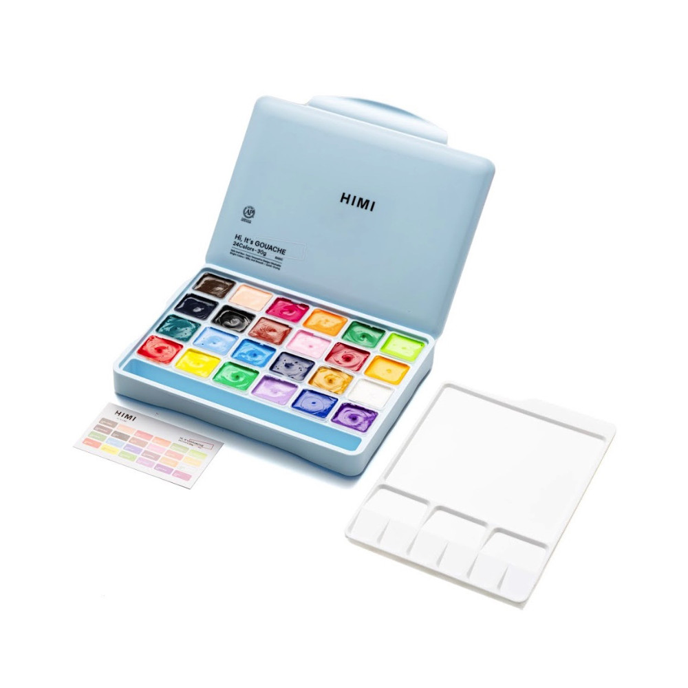 Set of Jelly Cup Gouache - HIMI - Ice Blue, 24 pcs. x 30 g