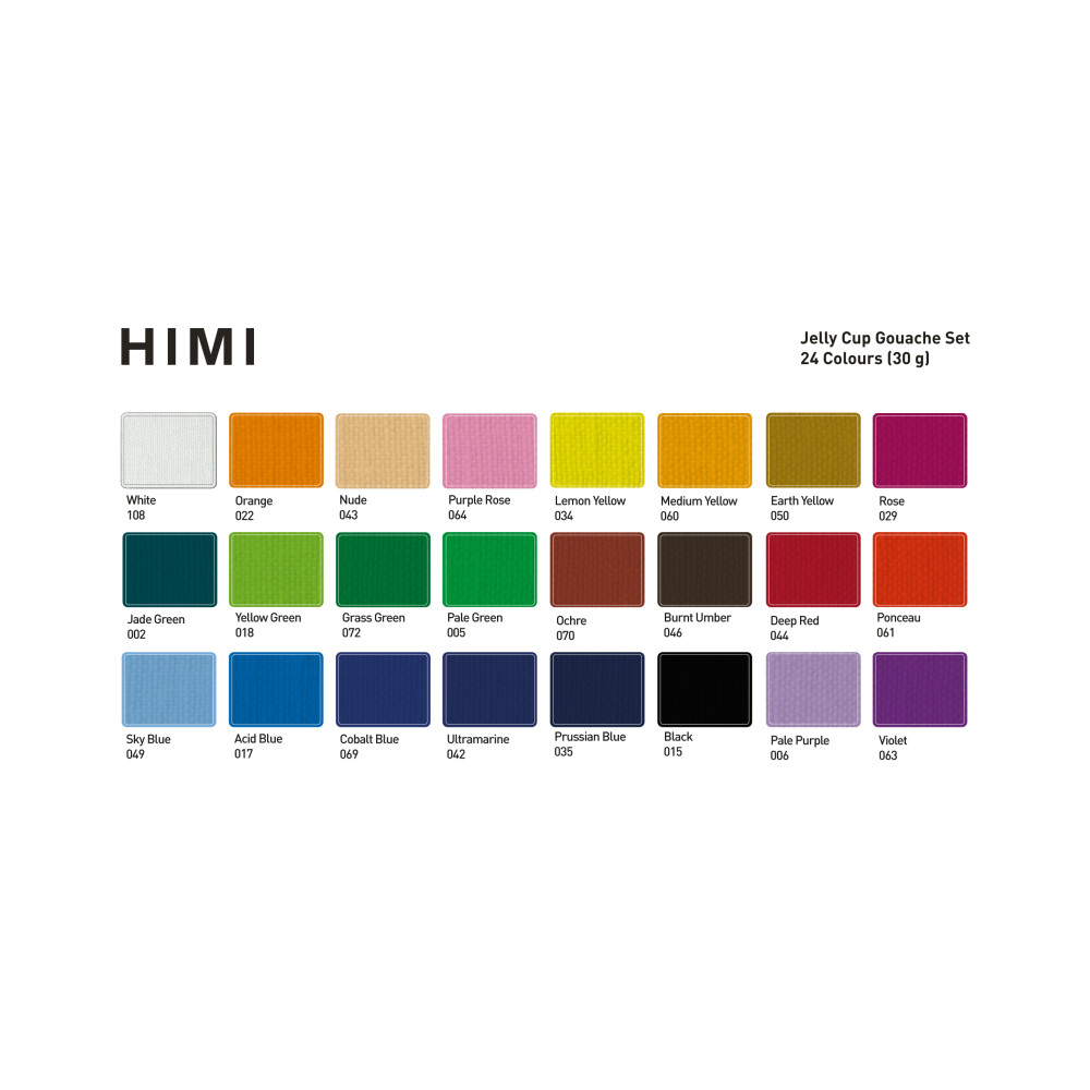 Set of Jelly Cup Gouache - HIMI - Green, 24 pcs. x 30 g