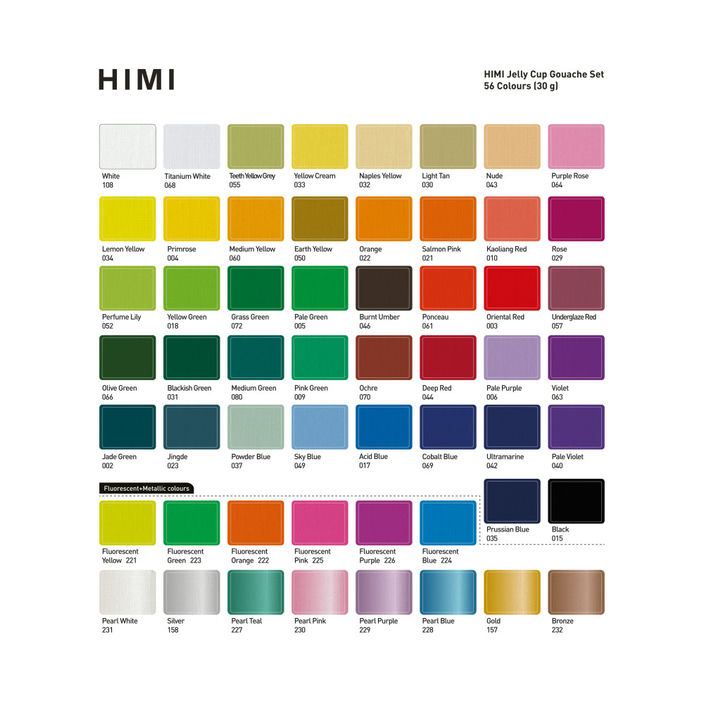 Set of Jelly Cup Gouache - HIMI - Black 56 pcs. x 30 g