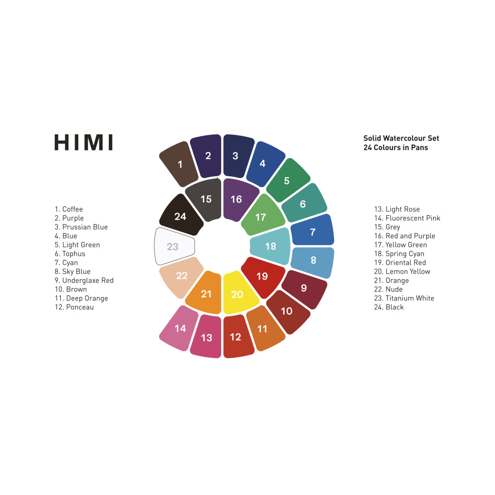 Set of Solid watercolors - HIMI - 24 pcs.