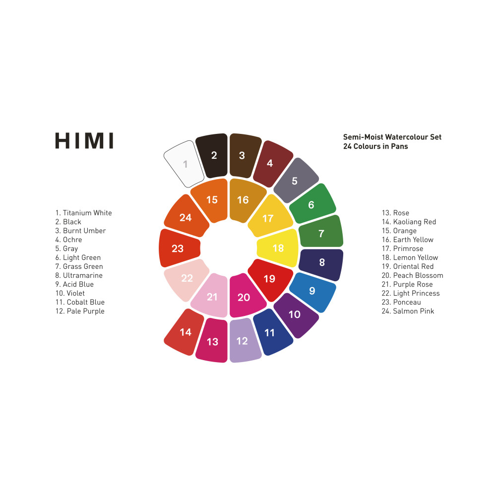 Set of Semi-Moist watercolors - HIMI - 24 pcs.