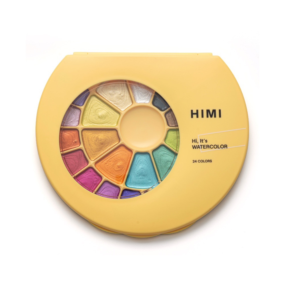 Set of Semi-Moist Metallic watercolors - HIMI - 24 pcs.