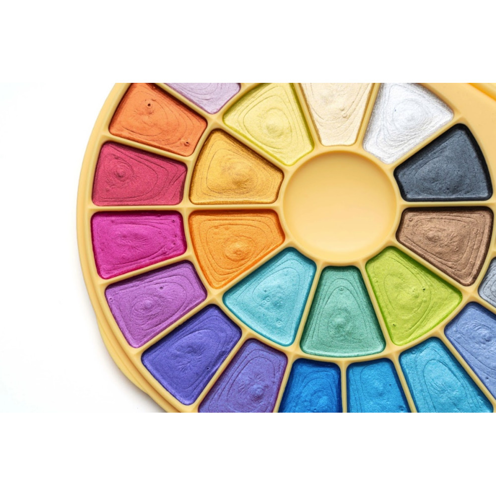 Set of Semi-Moist Metallic watercolors - HIMI - 24 pcs.