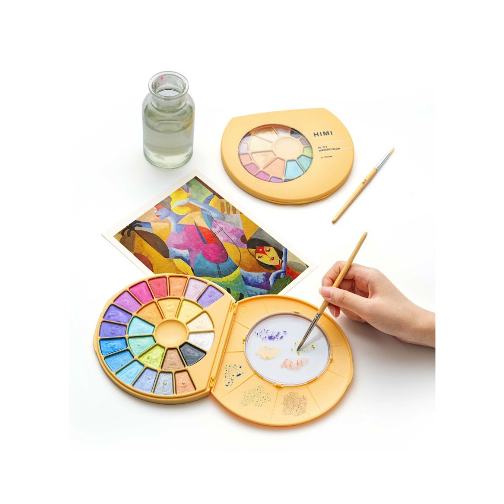 Set of Semi-Moist Metallic watercolors - HIMI - 24 pcs.