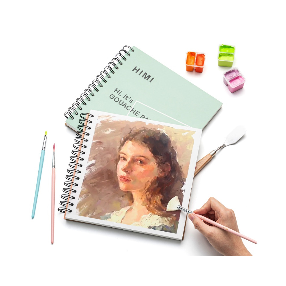 Spiral-bound HIMI gouache pad 21,6 x 21,6 cm - HIMI - Green 160 g 50 sheets