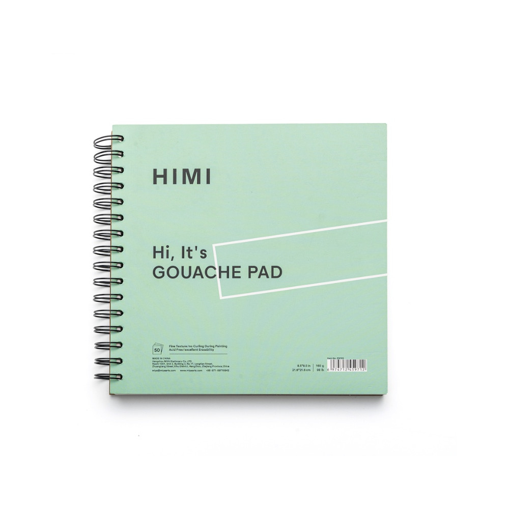Spiral-bound HIMI gouache pad 21,6 x 21,6 cm - HIMI - Green 160 g 50 sheets