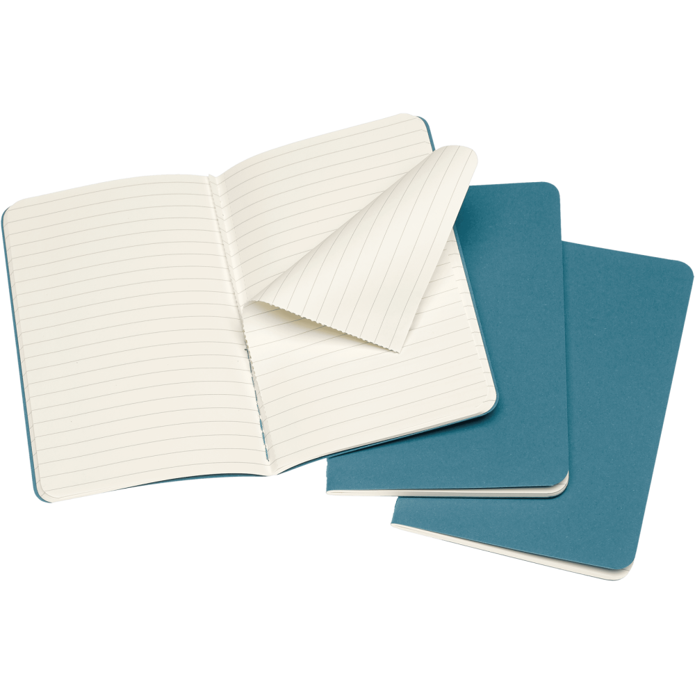 Set of ruled Cahier Journals 9 x 14 cm - Moleskine - Brisk Blue soft cover