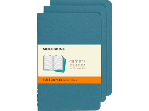 Set of plain Cahier Journals 9 x 14 cm - Moleskine - Brisk Blue soft cover